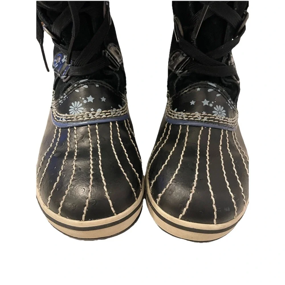 SOREL Joan Of Arctic Floral Faux‎ Fur Y2K Winter Duck Boots Size 4